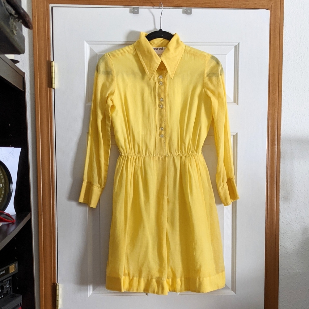 Vintage 1950s Banana Yellow Petite Dress